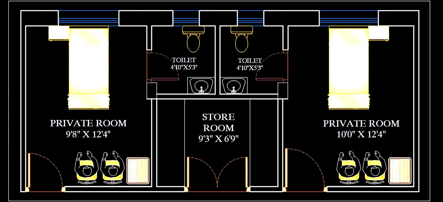 Hospital Patient Private Room Plan - Free AutoCAD DWG